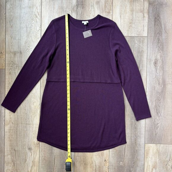 J. Jill Womens Wool Blend Knit Grace Tunic Sweater Size M Purple Side Slits NEW - Picture 10 of 12
